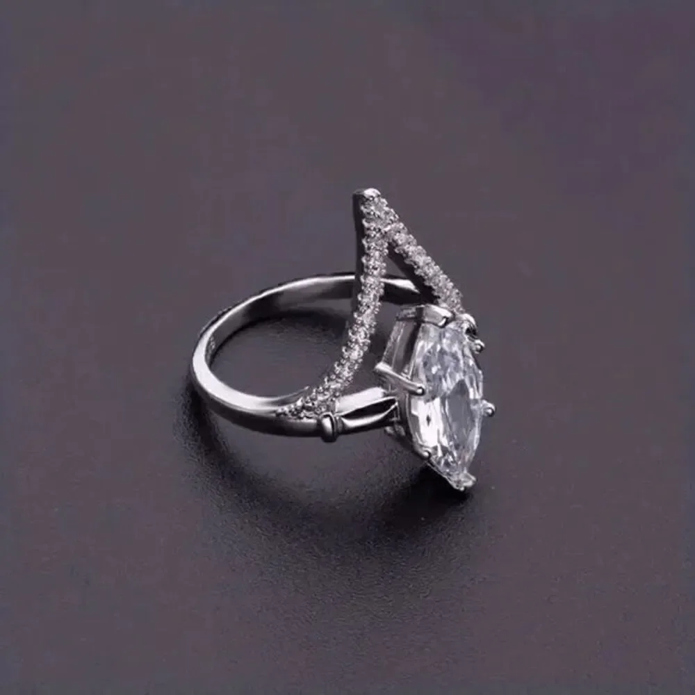 White Gold Diamond Marquise Wedding Engagement Anniversary Ring